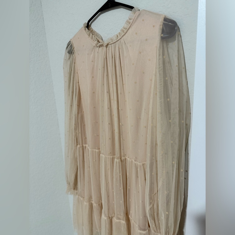 H&M Sheer Swiss Dot Babydoll Dress - Light Pink - Picture 4 of 9